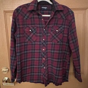 Wrangler Red and Black Plaid Shirt